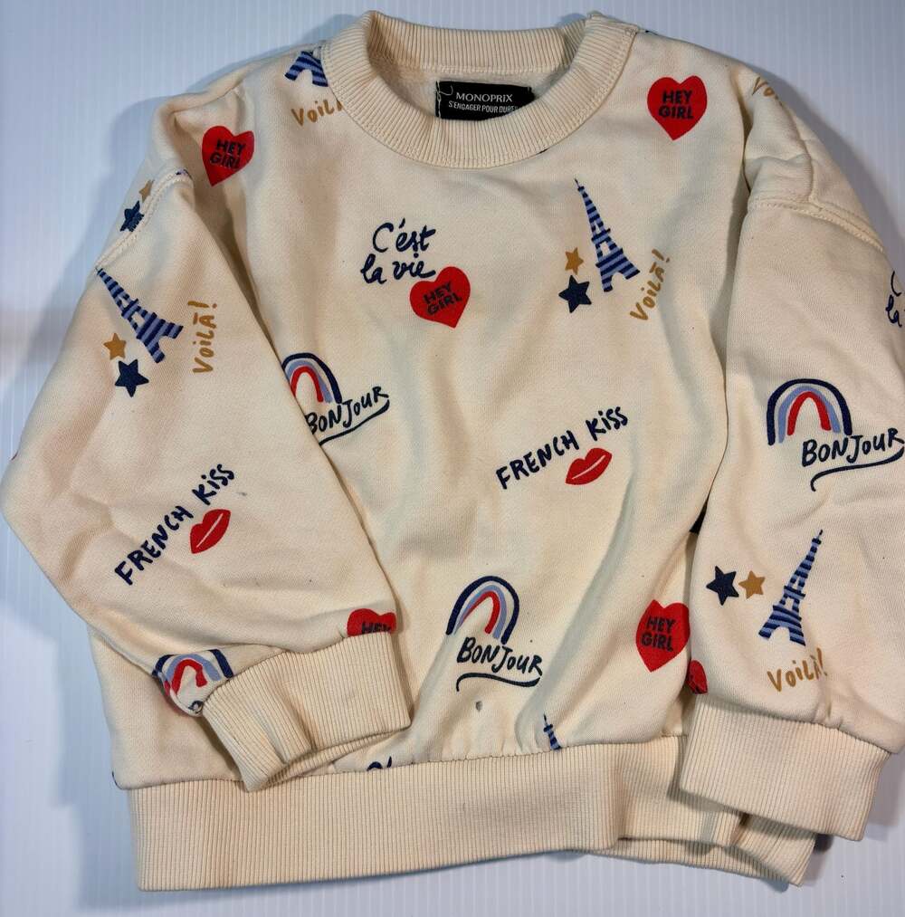Monoprix Paris Theme Graphic Embroidered Kids Crewneck Sweatshirt